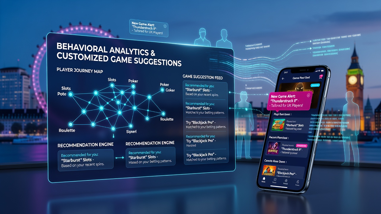 Mobile interface displaying personalized casino game suggestions based on user behavior data