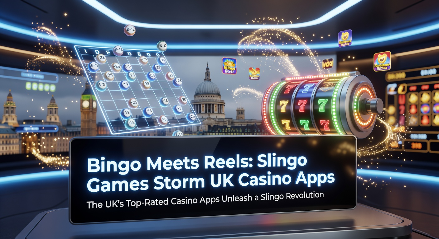 Close-up of a player's fingers interacting with Slingo reels and completing a bingo line on a smartphone screen amid colorful animations