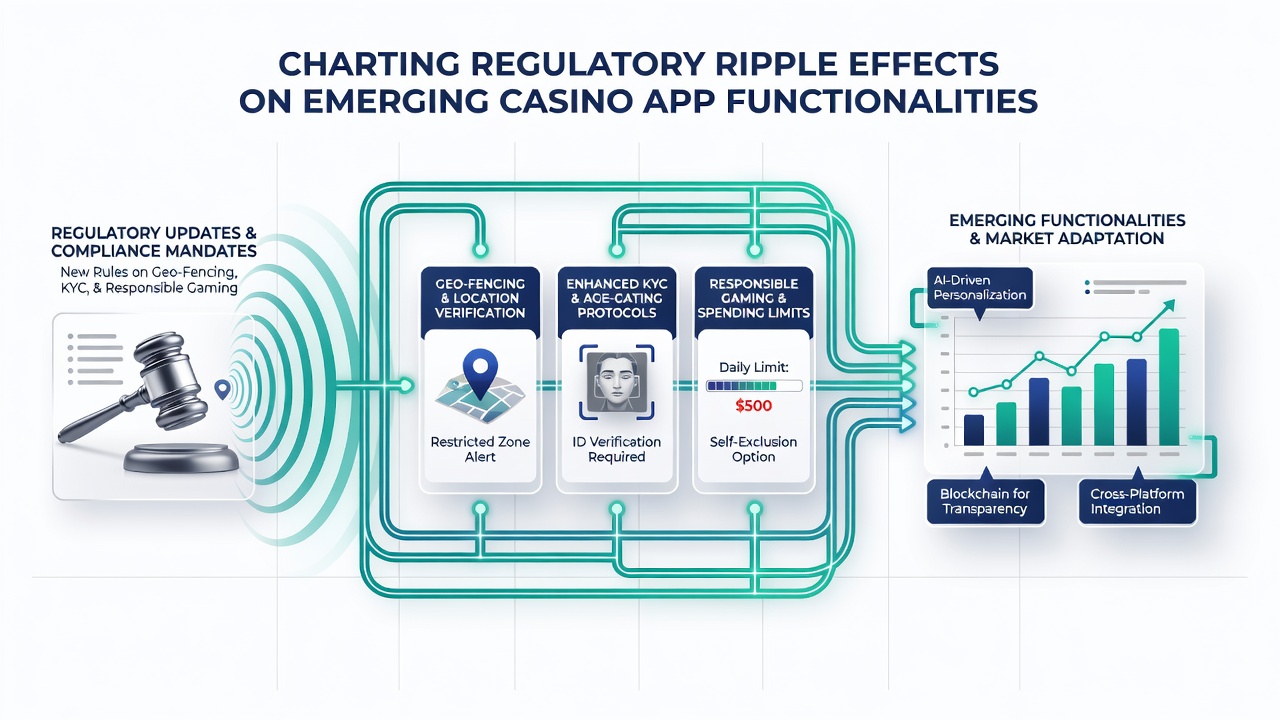 Diagram showing how regulations influence casino app payment and feature updates