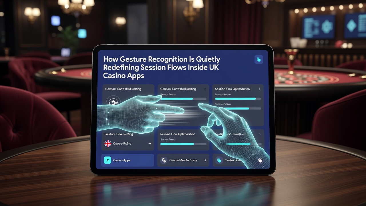 Close-up of hand performing air gesture above mobile device running casino application