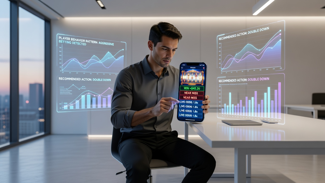 Close-up view of casino app dashboard with live performance graphs and personalized recommendations