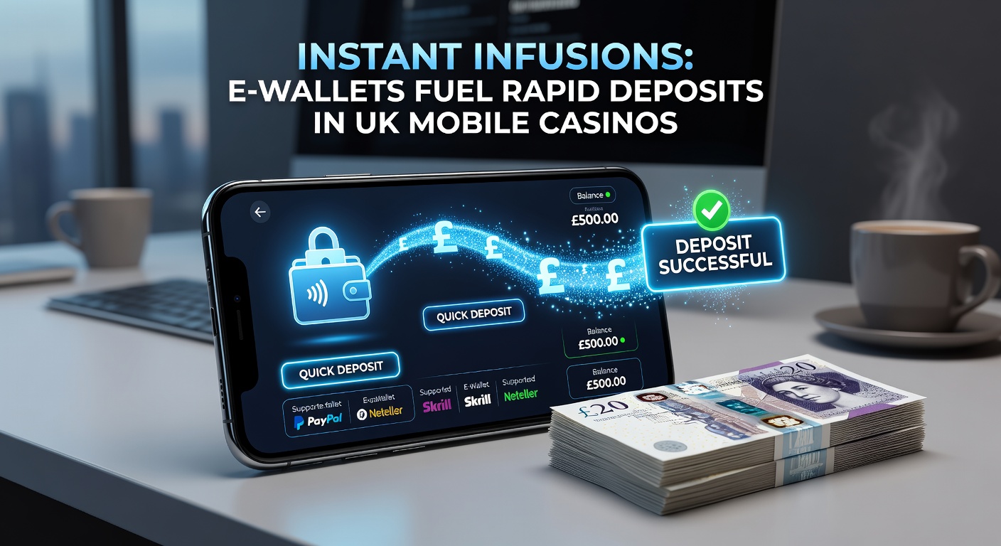 Close-up of a mobile casino deposit screen showing e-wallet buttons glowing with instant confirmation notifications, alongside slot reels spinning in the background