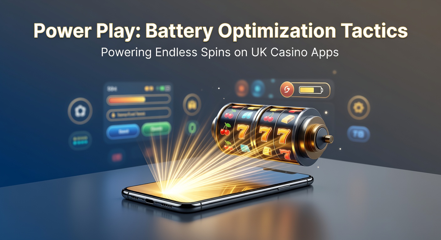 Close-up of a mobile device settings menu open to battery optimization options, with casino app icon highlighted and power-saving toggles activated, illustrating practical tweaks for prolonged gaming
