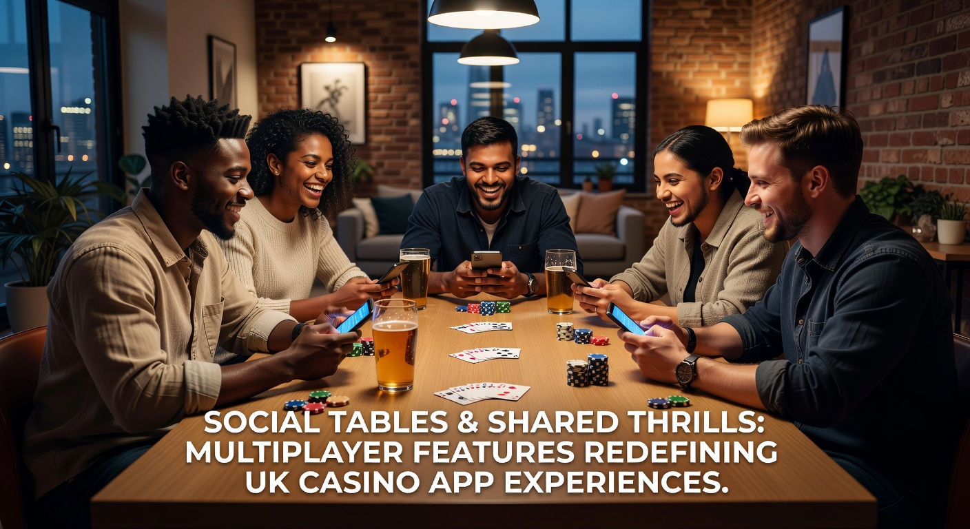 Group of UK casino app users celebrating a shared multiplayer jackpot win, avatars high-fiving on screen